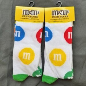 2 Pair of M&M Crew Socks Men's Shoe Size 6-12 Holiday Festive Christmas Gift